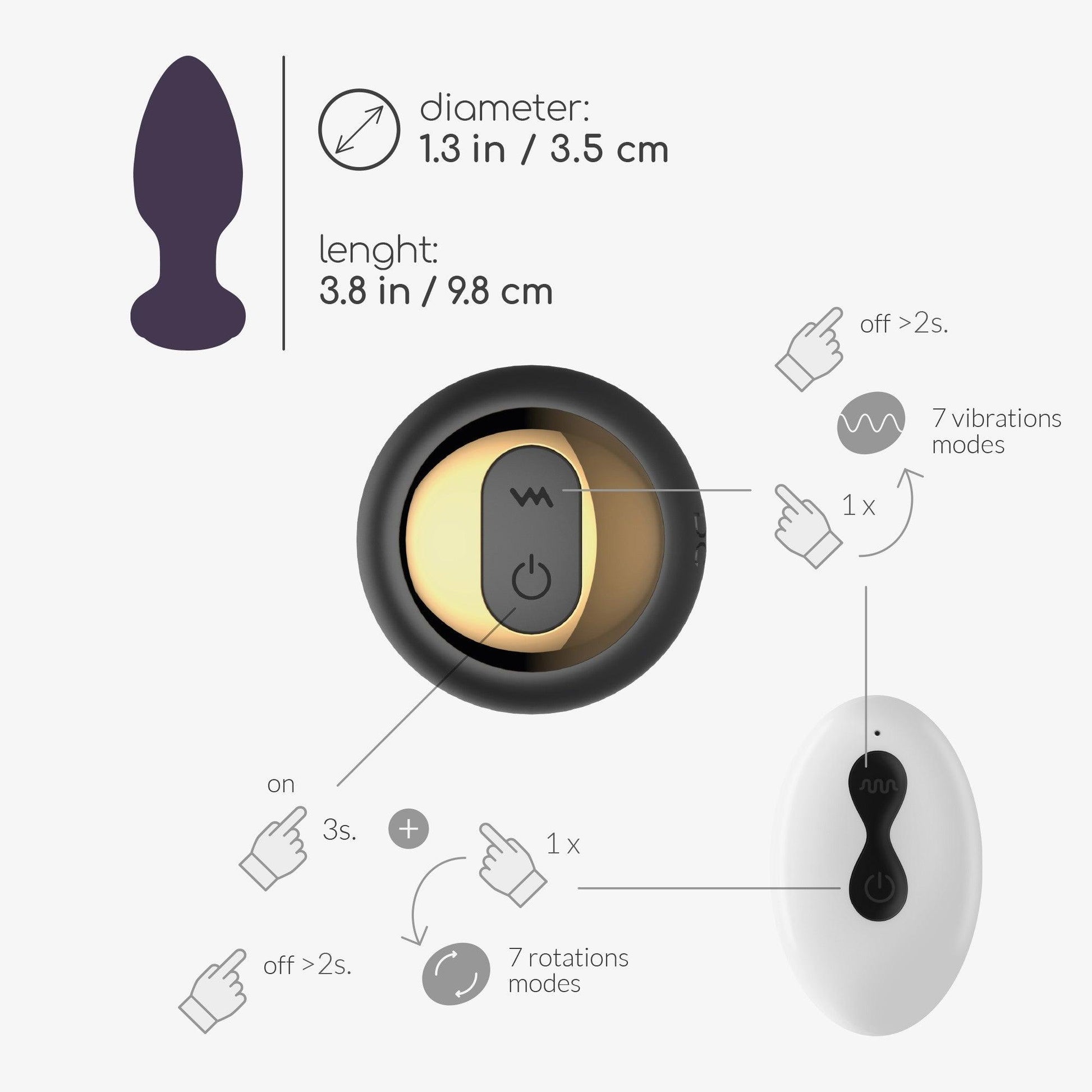 Plug Anal Rotativ cu Telecomanda, Stimulare 360° si Vibratii Intense pentru Placere Maxima, Crushious Twister, Negru - Amoroso