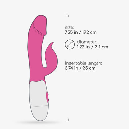 Vibrator Mochi Rabbit + Lubrifiant, 30 de Functii pentru Placere Duala si Intensa Crushious, Roz/ Alb - Amoroso