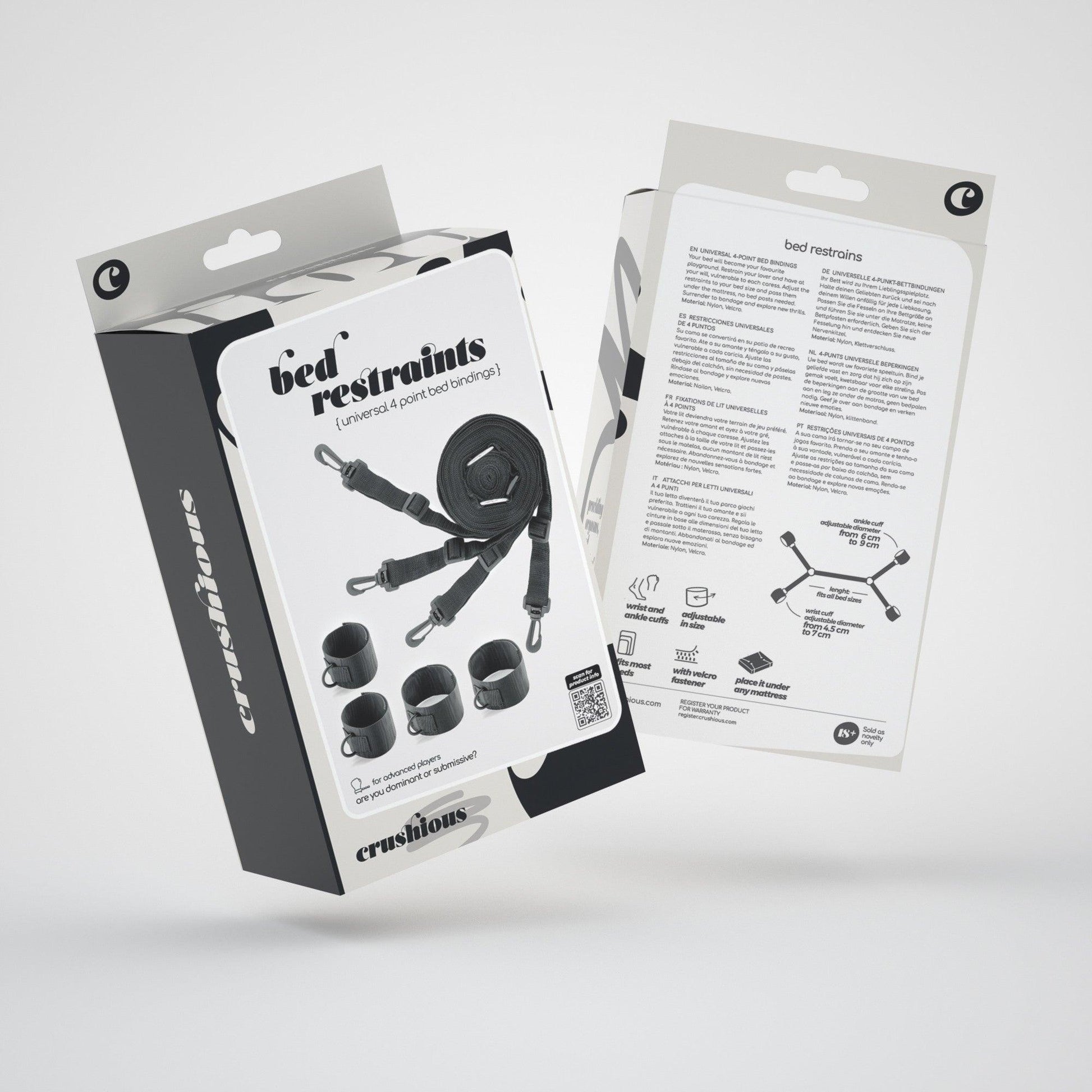 Set Universal de Legaturi pentru Pat, Accesoriu Ideal pentru Jocuri BDSM si Momente Intime, Crushious, Negru - Amoroso