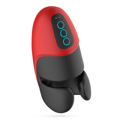 Masturbator Reincarcabil cu Presiune si Vibratii, 10 Moduri de Stimulare Intensa, Crushious Pancho, Negru/ Rosu - Amoroso