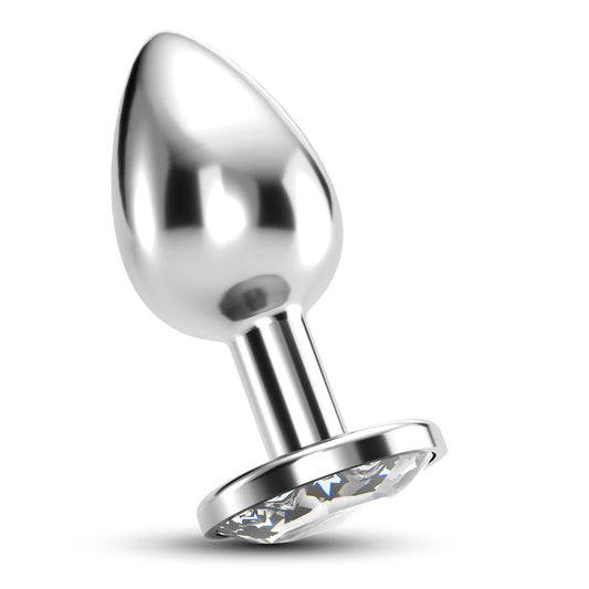 Dop Anal Small cu Cristal, Rafinament si Placere in Fiecare Moment, 6x2.7 cm, Crushious, Argintiu - Amoroso