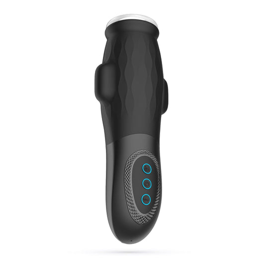 Masturbator Revolutionar cu Manson Detasabil, Aspiratie si Lubrifiant Inclus, Crushious, Negru - Amoroso