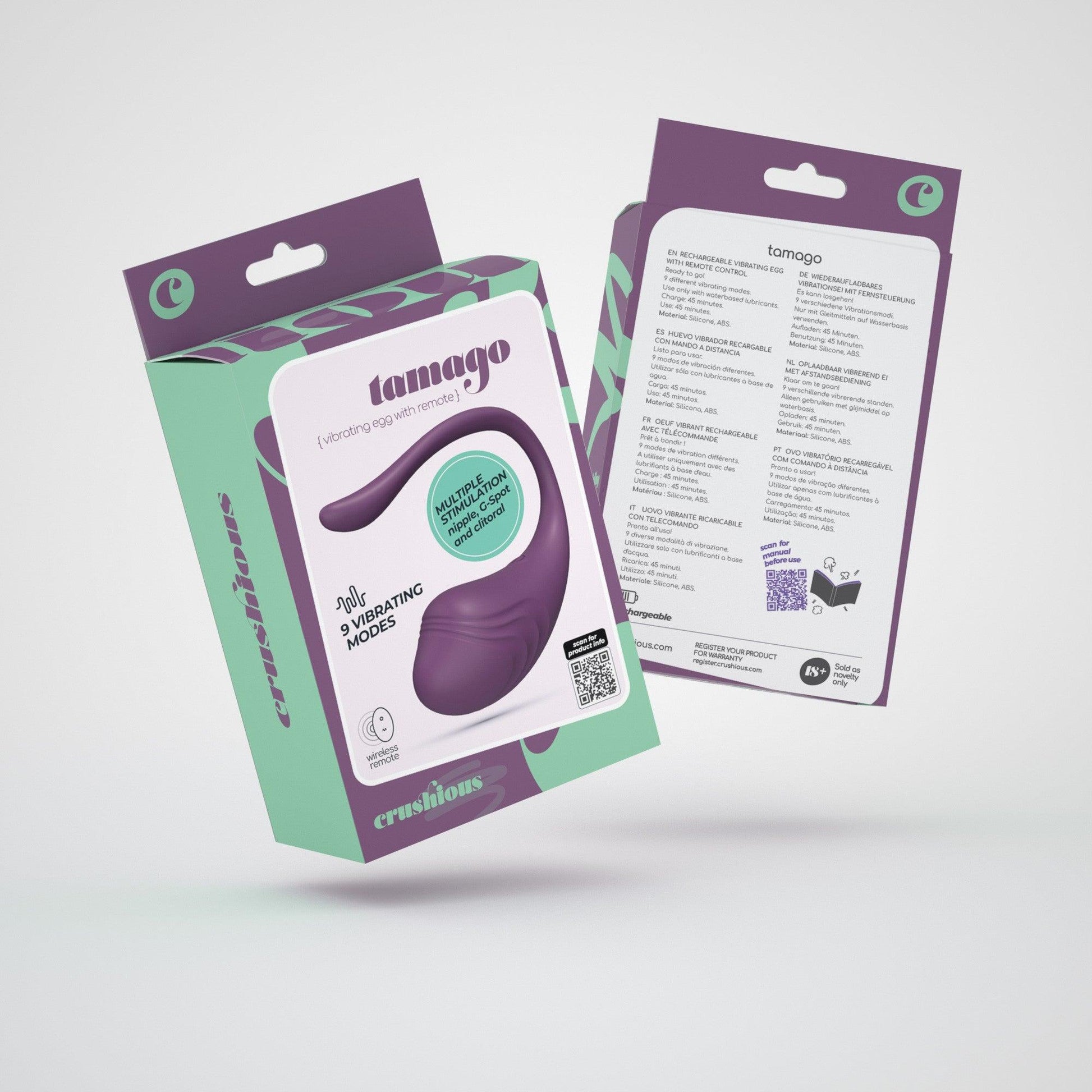 Ou Vibrator cu Telecomanda, Experienta Intensa si Design Ergonomic, Crushious Tamago, Mov - Amoroso