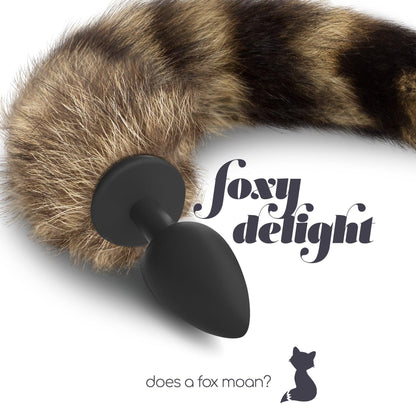 Dop Anal cu Coada Foxy Delight din Silicon, Placere Senzuala si Eleganta in Jocurile de Rol, Negru - Amoroso