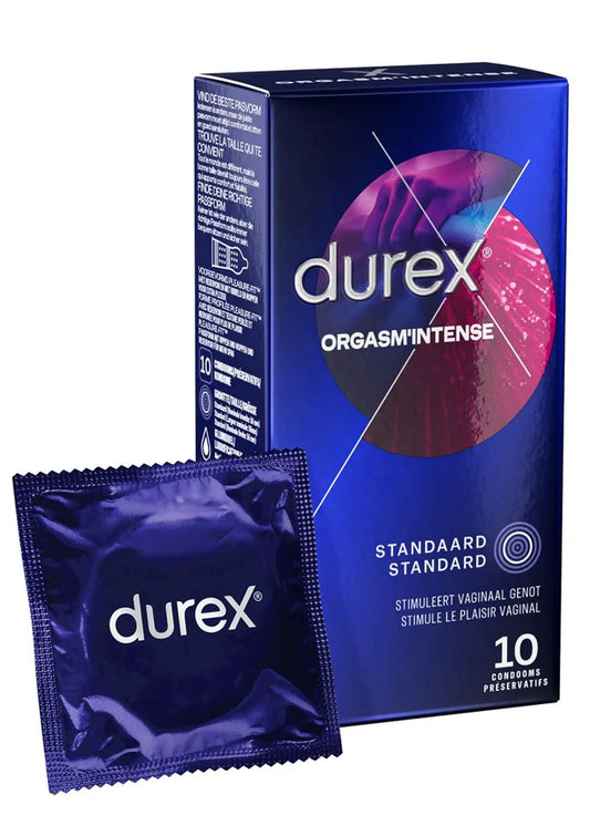 Prezervativ Stimulante cu Gel Desirex™, pentru Placere Intensificata, Durex Orgasm' Intense, 10 Bucati - Amoroso