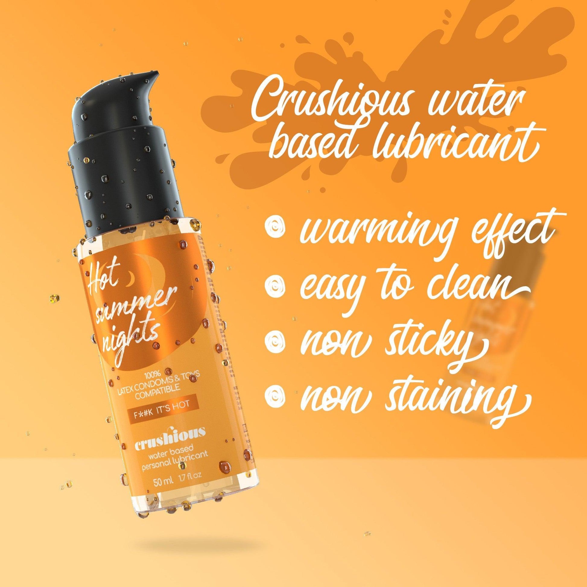 Lubrifiant Pe Baza de Apa, Efect de Incalzire, Compatibil cu Prezervative si Jucarii, Crushious Hot Summer Nights, 50 ml - Amoroso
