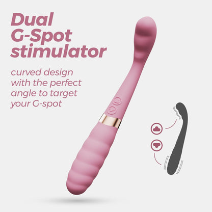 Vibrator Dual-End Flexibil, Stimulare G-Spot si Clitoridiana, Crushious Pixie, Roz/ Auriu - Amoroso