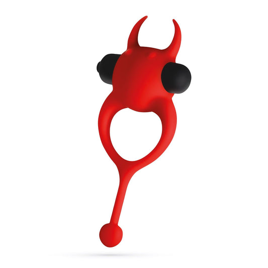 Inel Vibrator pentru Cupluri, 10 Moduri de Vibratii, Crushious Daemon, Rosu/ Negru - Amoroso
