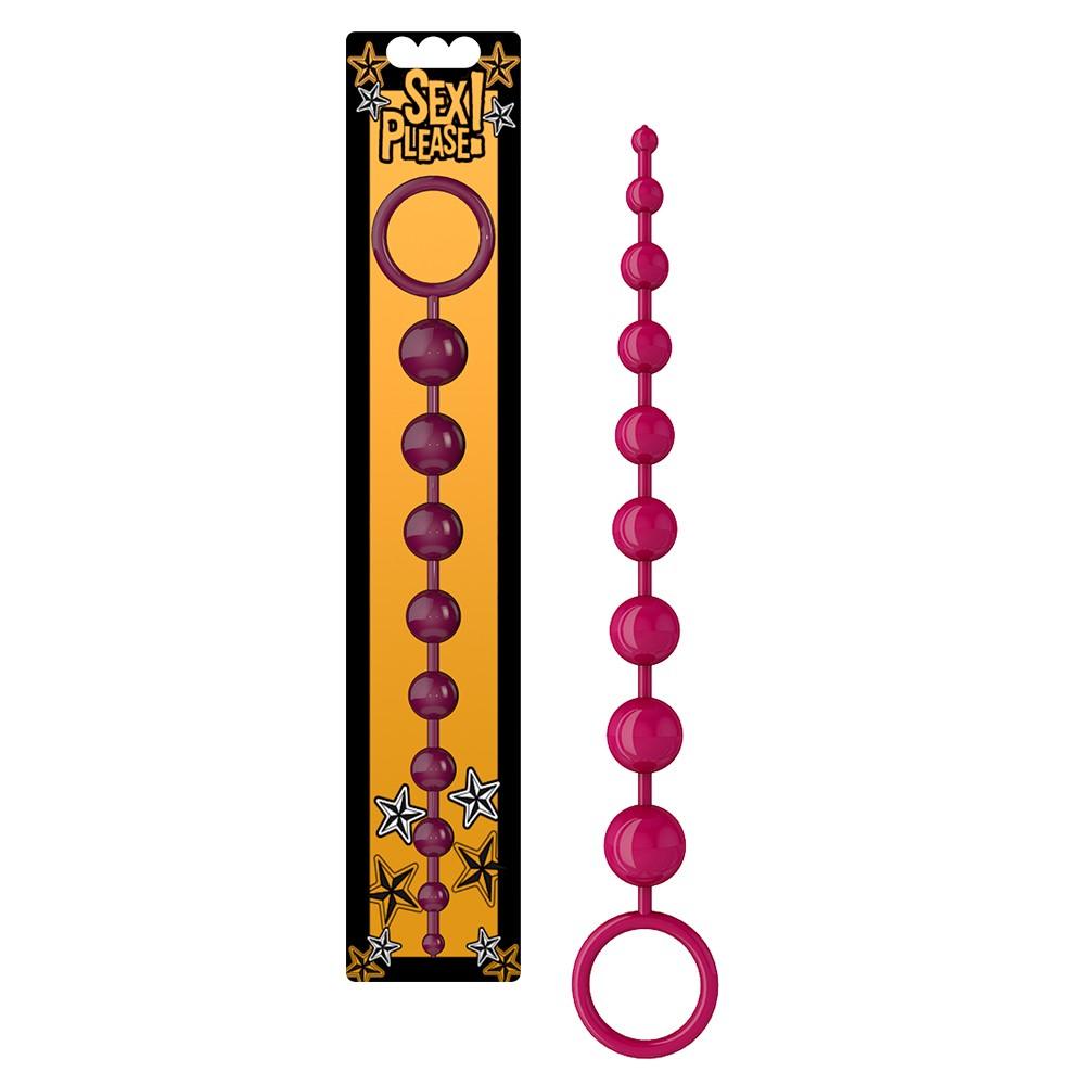 Bile Anale Sex Please Sexy Beads, Set 9 Bile Progresive din TPR Flexibil, Cu Inel de Siguranta - Amoroso
