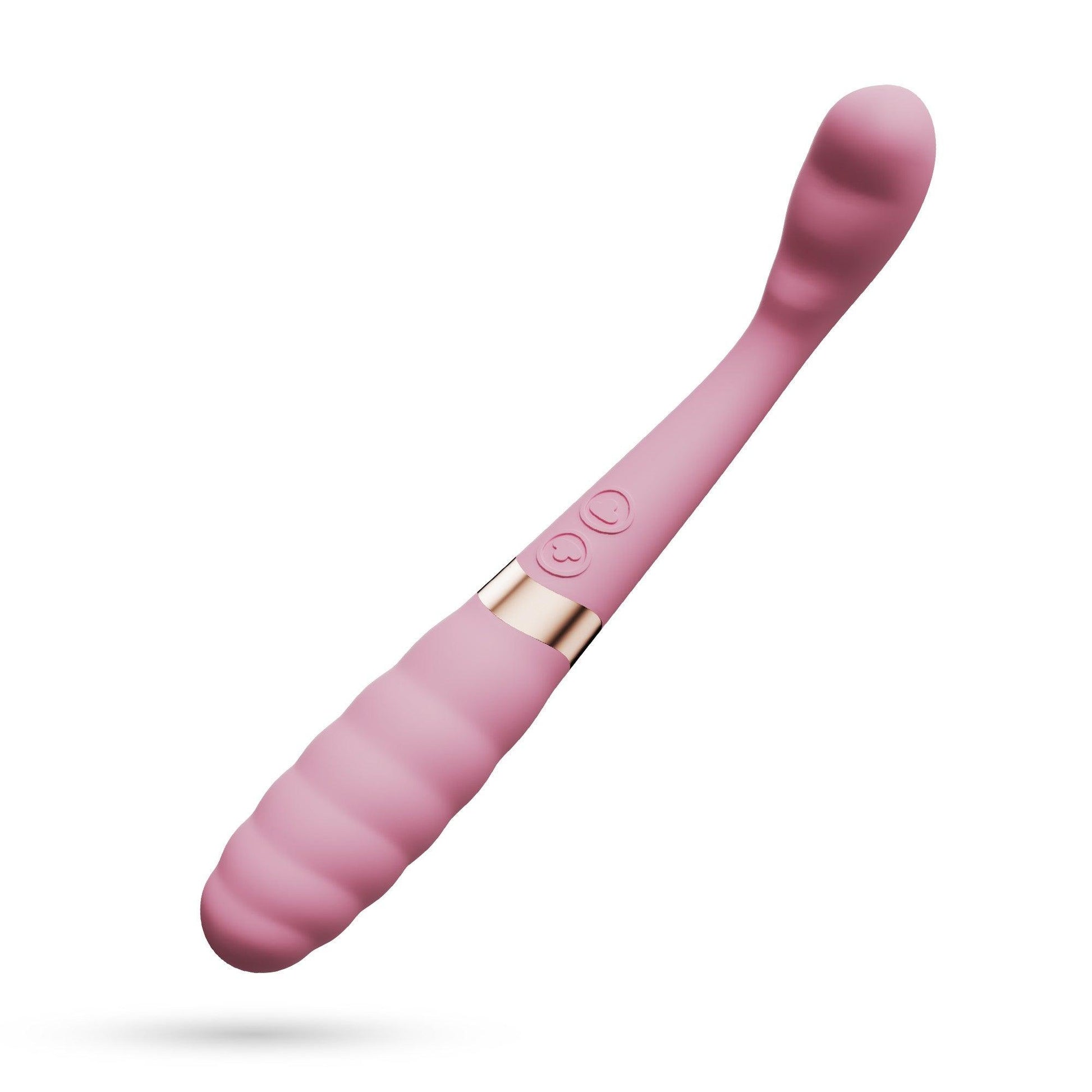 Vibrator Dual-End Flexibil, Stimulare G-Spot si Clitoridiana, Crushious Pixie, Roz/ Auriu - Amoroso
