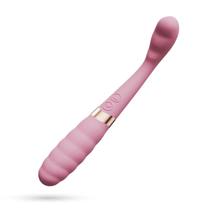 Vibrator Dual-End Flexibil, Stimulare G-Spot si Clitoridiana, Crushious Pixie, Roz/ Auriu - Amoroso