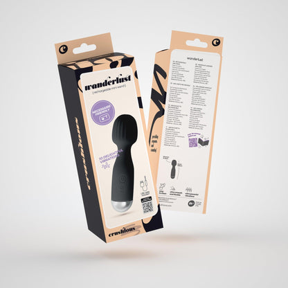 Vibrator Reincarcabil Mini Wand, 10 Moduri de Vibratie, Design Compact si Puternic, Negru - Amoroso