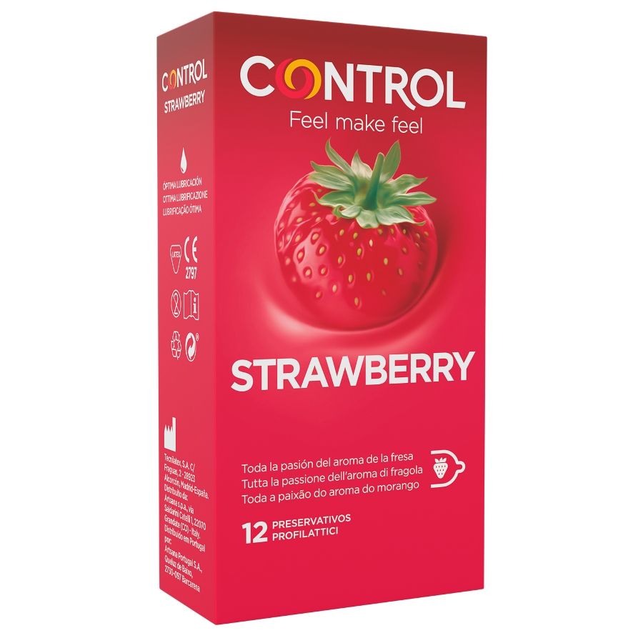 Control Strawberry – Prezervative Aromatizate cu Capsuni, 12 Bucati