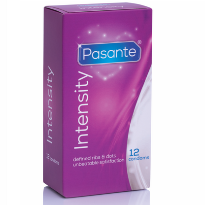 Pasante Intensity – Prezervative Texturate cu Dungi si Puncte, 12 Bucati