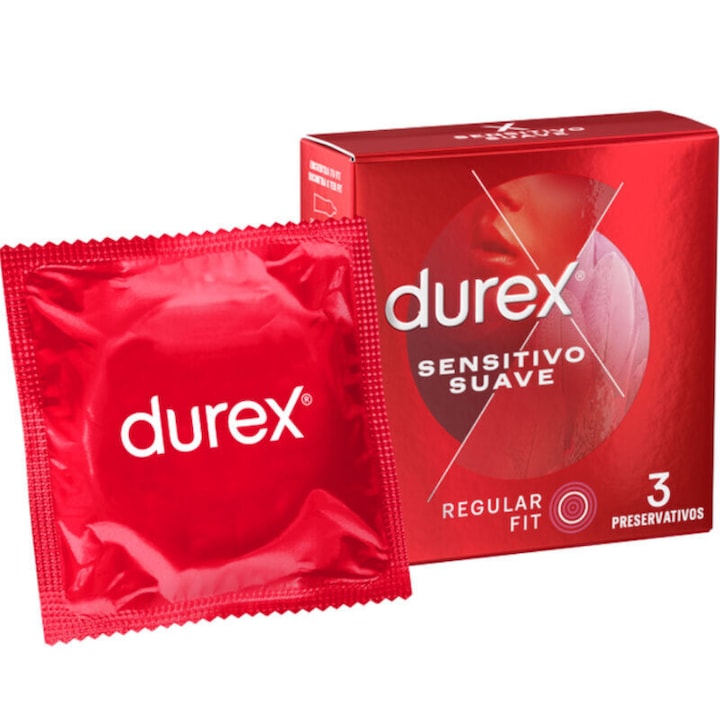 Prezervative Durex Sensitivo Suave, Ultra Subtiri, Regular Fit, Pentru O Sensibilitate Naturala, 3 buc