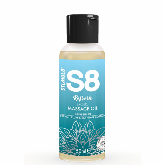 Ulei Erotic pentru Masaj, Pruna Franceza si Bumbac Egiptean, S8 Refresh, 50ml