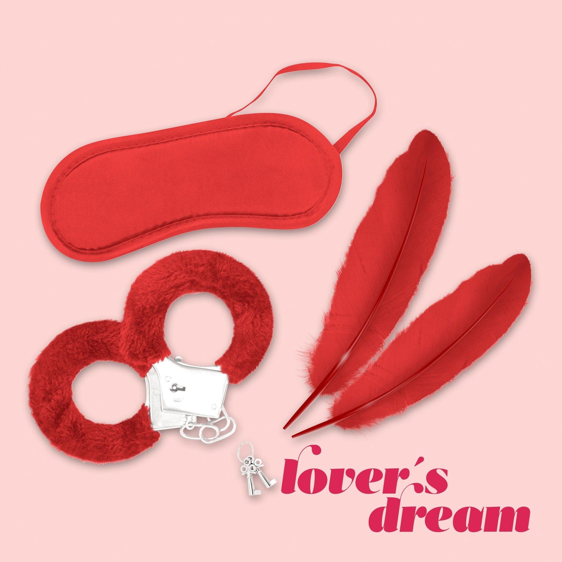 Set Bondage „Lover's Dream”, Catuse Plusate, Pana si Masca pentru Fantezii Unice, Crushious, Rosu - Amoroso
