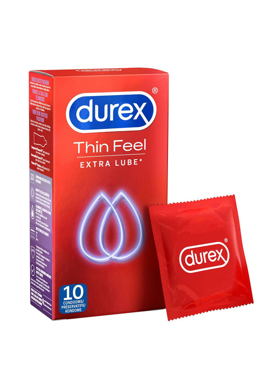 Prezervative Ultra Subtiri cu Lubrifiere Suplimentara, Durex Thin Feel Extra Lube, 10 bucati - Amoroso