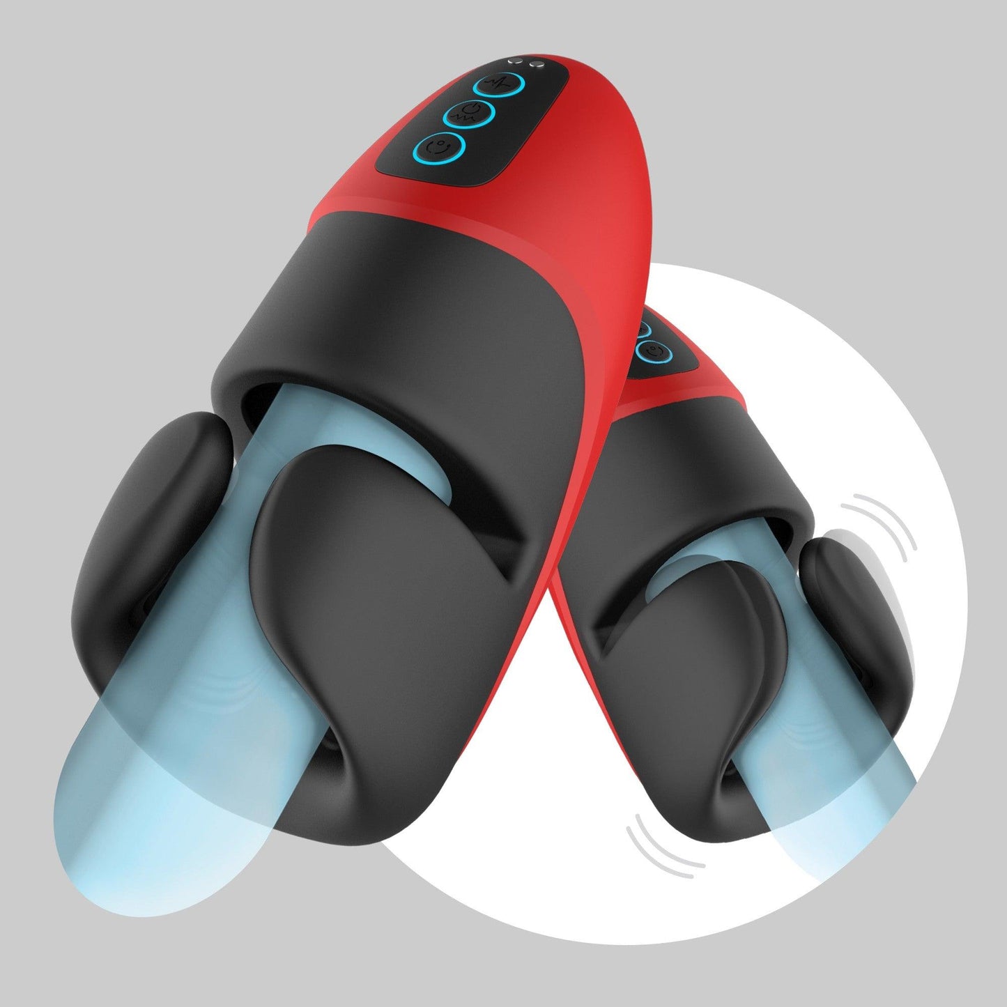 Masturbator Reincarcabil cu Presiune si Vibratii, 10 Moduri de Stimulare Intensa, Crushious Pancho, Negru/ Rosu - Amoroso