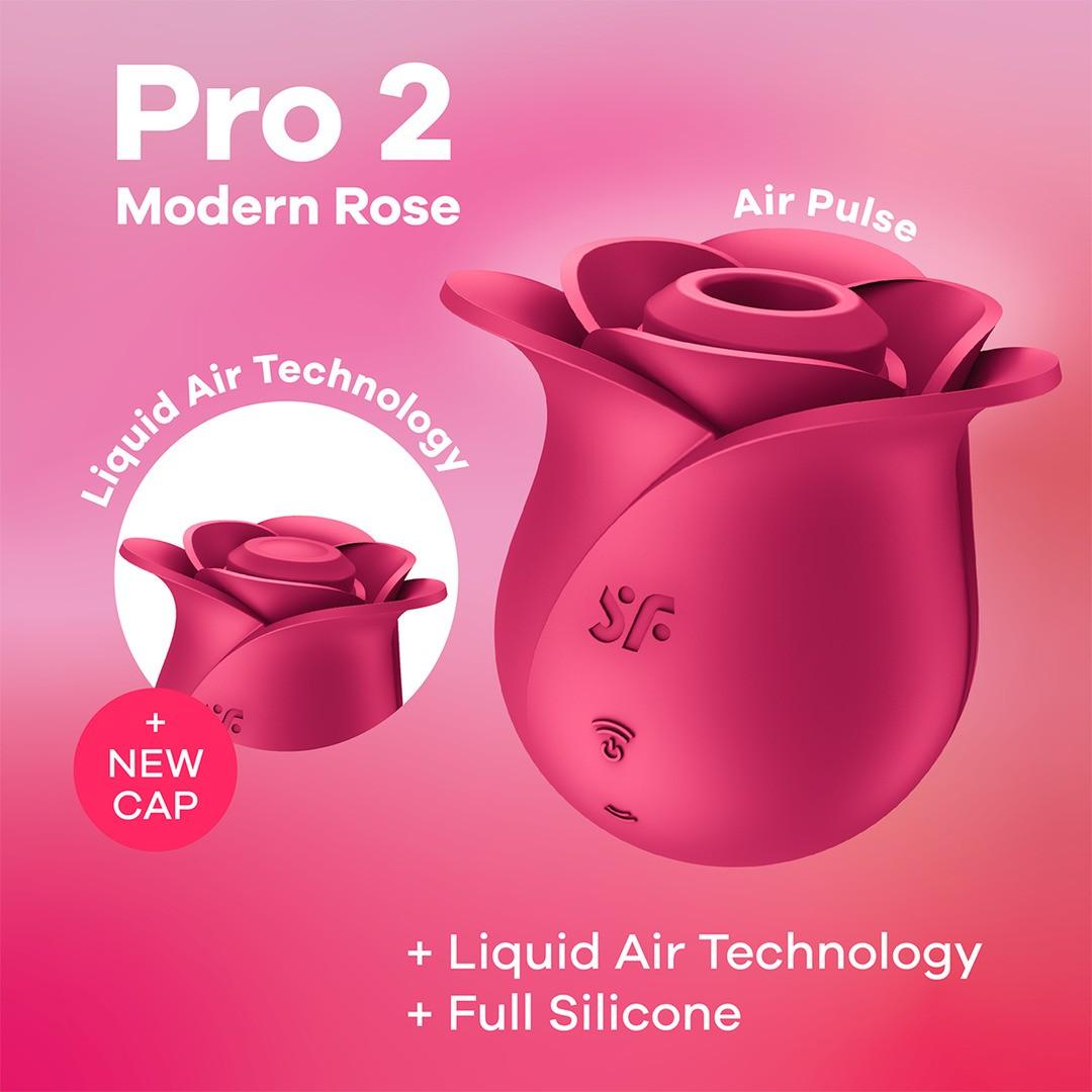 Vibrator Air Pulse cu Tehnologie Liquid Air, Design Elegant de Trandafir, Satisfyer Pro 2 Modern Rose - Amoroso