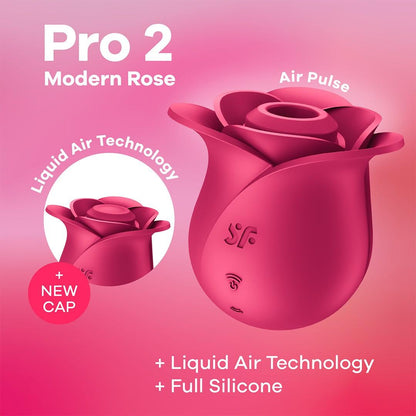Vibrator Air Pulse cu Tehnologie Liquid Air, Design Elegant de Trandafir, Satisfyer Pro 2 Modern Rose - Amoroso