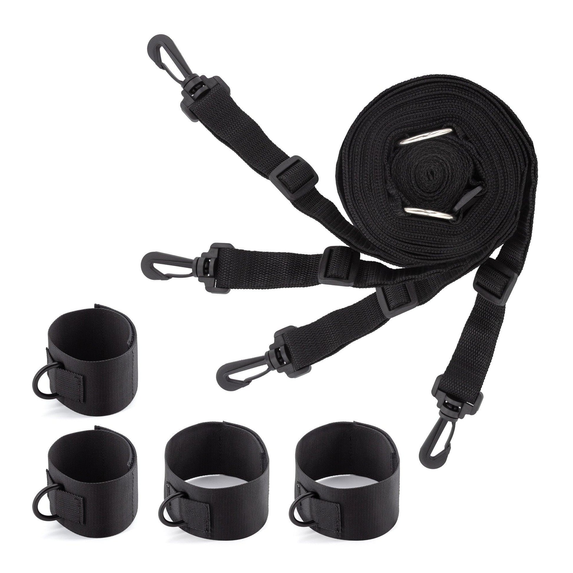 Set Universal de Legaturi pentru Pat, Accesoriu Ideal pentru Jocuri BDSM si Momente Intime, Crushious, Negru - Amoroso