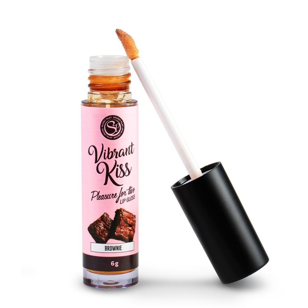 Luciu de Buze Afrodisiac, Aroma Delicioasa si Efect Hidratant, Vibrant Kiss Brownie, Secret Play, 6gr - Amoroso