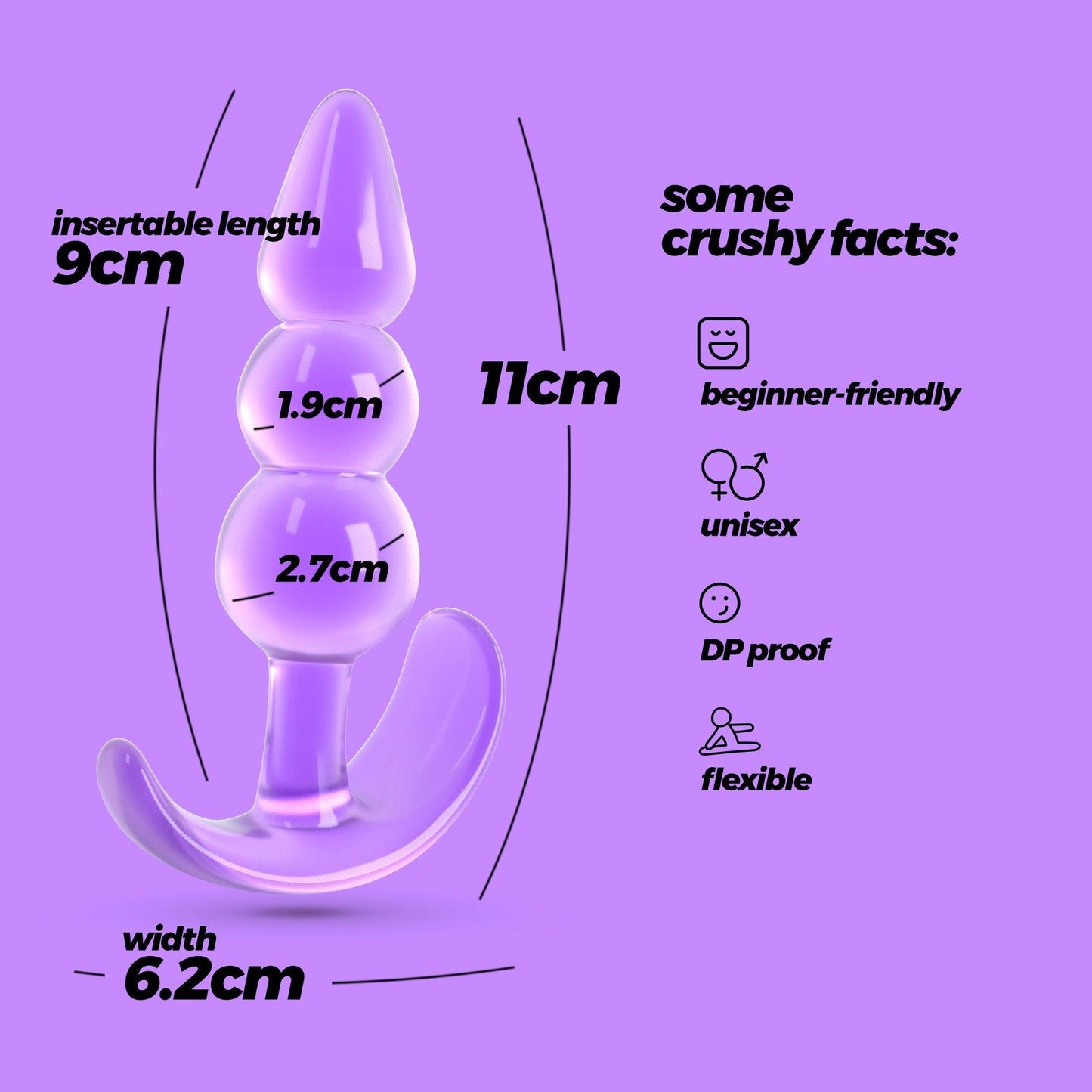 Jucarie Anala Flexibila pentru Incepatori si Avansati, Design Ergonomic & Confort Maxim, Crushious The Plunger, Mov - Amoroso