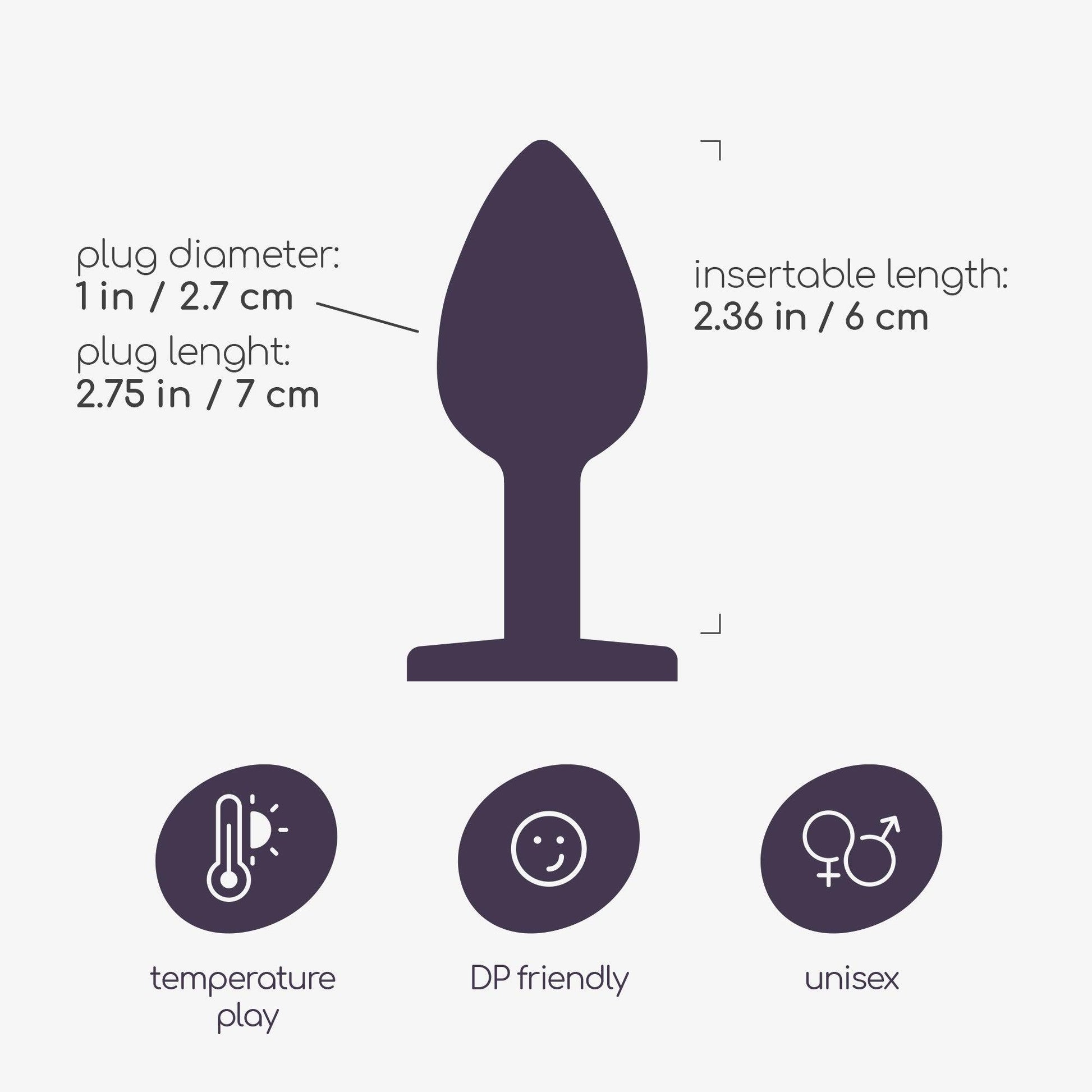 Dop Anal Small cu Cristal, Rafinament si Placere in Fiecare Moment, 6x2.7 cm, Crushious, Argintiu - Amoroso