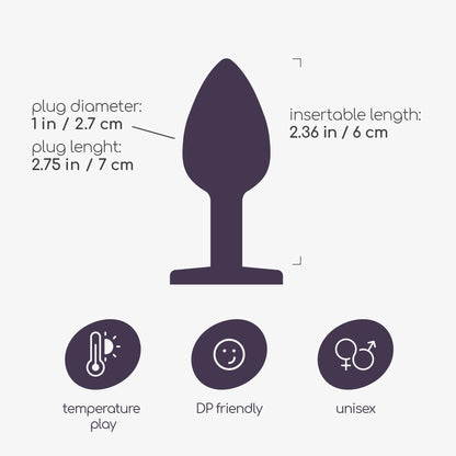 Dop Anal Small cu Cristal, Rafinament si Placere in Fiecare Moment, 6x2.7 cm, Crushious, Argintiu - Amoroso