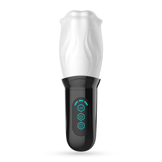 Masturbator cu Efect de Sex Oral, 360° Rotire, 3 Viteze si 4 Modele, Reincarcabil USB, Alb/ Negru - Amoroso