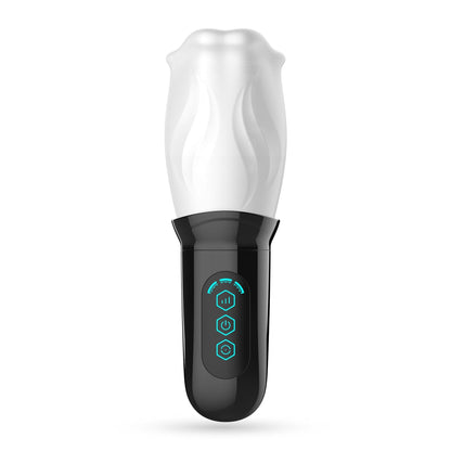 Masturbator cu Efect de Sex Oral, 360° Rotire, 3 Viteze si 4 Modele, Reincarcabil USB, Alb/ Negru - Amoroso