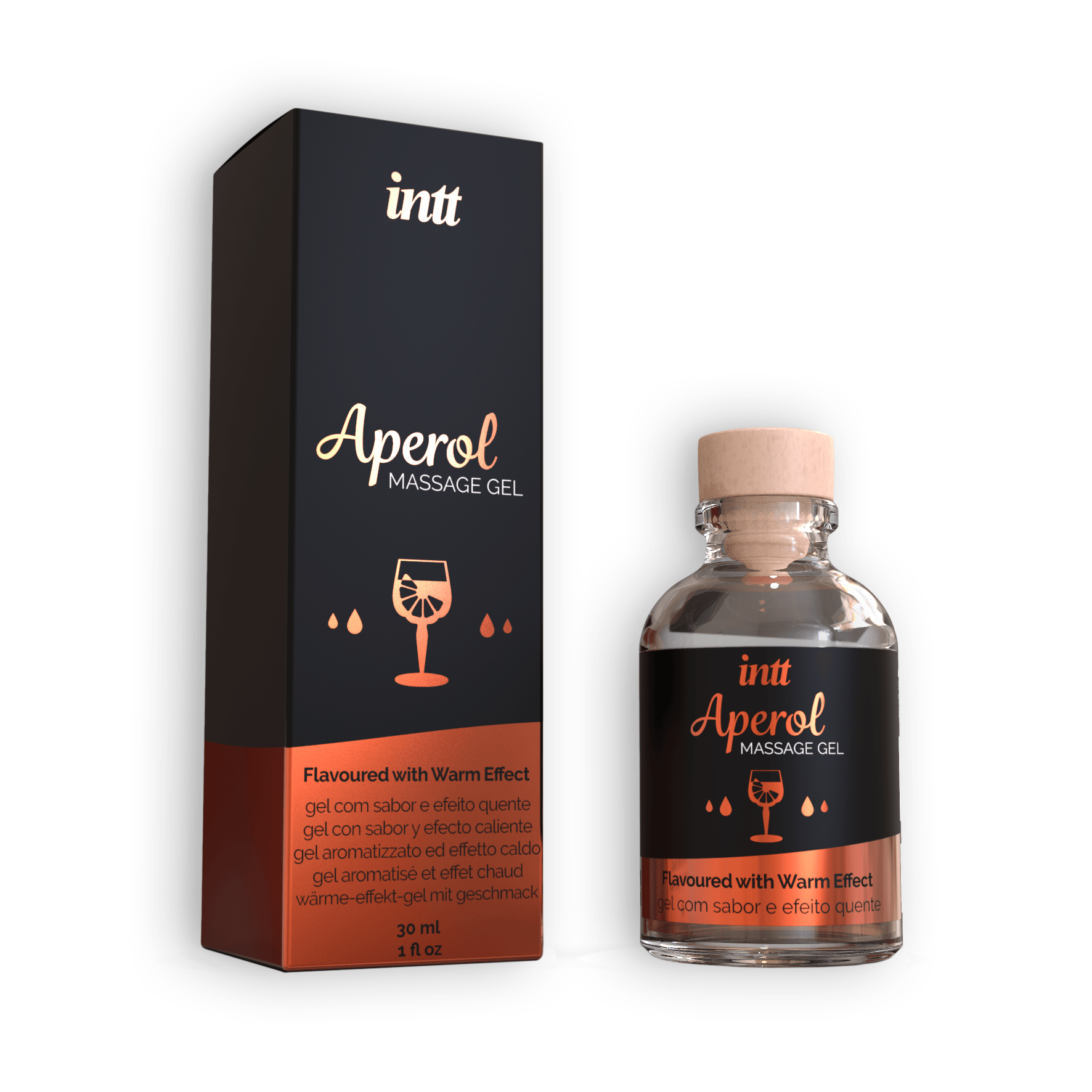Gel de Masaj Comestibil cu Efect de Incalzire, Aroma Delicioasa de Aperol, Intt Aperol, 30 ml - Amoroso
