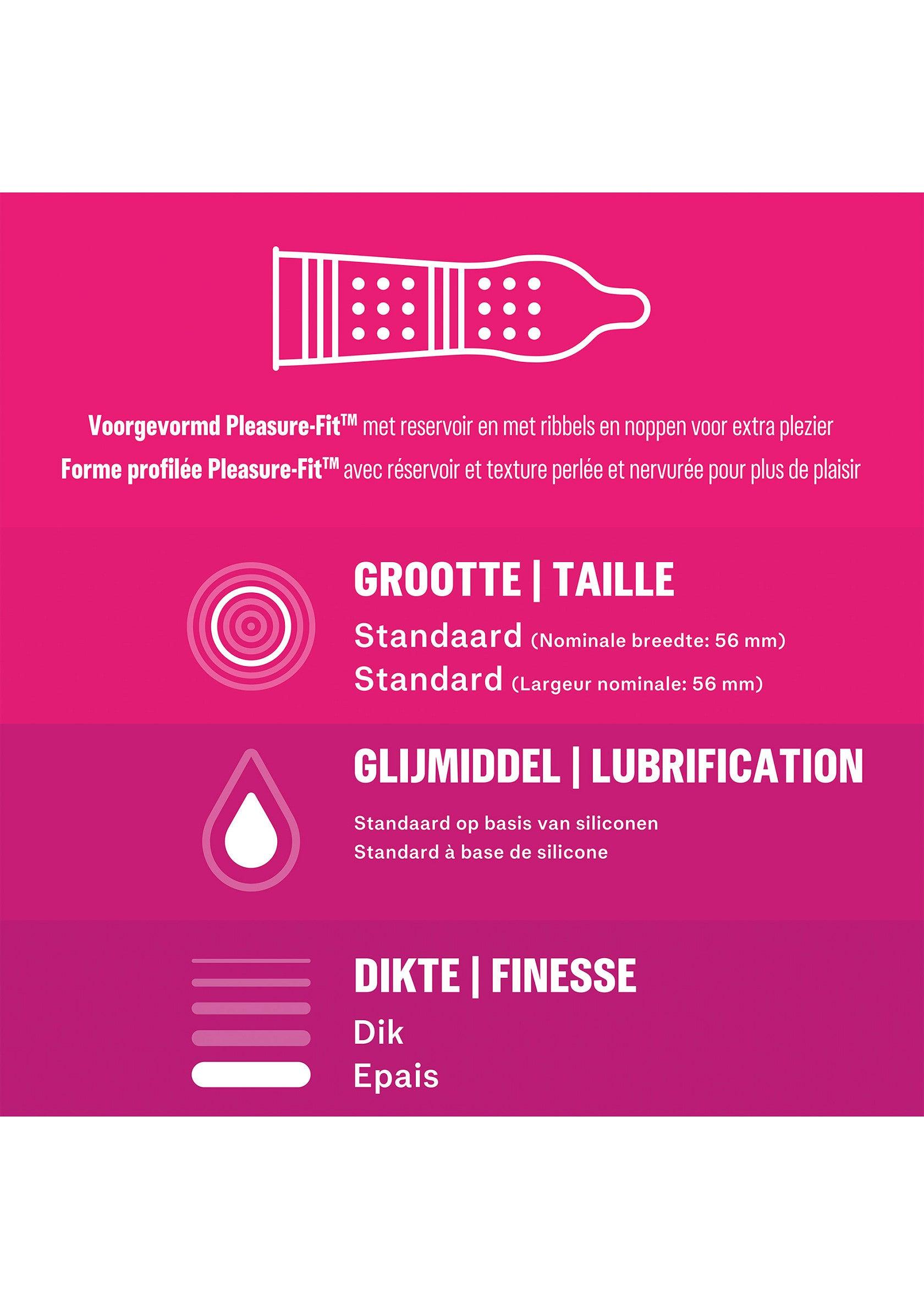 Prezervative Durex Pleasure Me, cu Nervuri si Perle pentru o Placere Intensificata, 10 Bucati - Amoroso