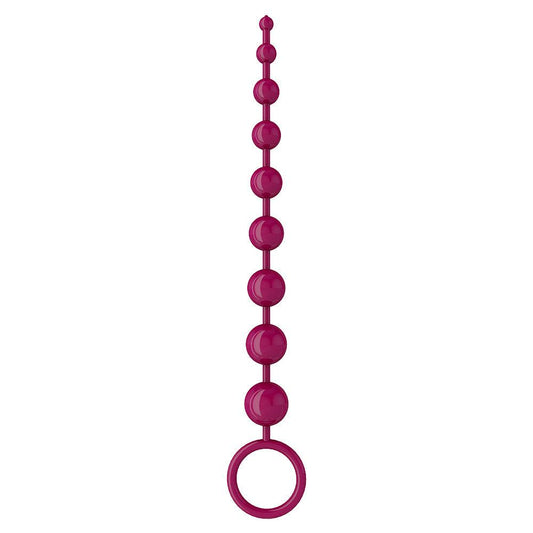 Bile Anale Sex Please Sexy Beads, Set 9 Bile Progresive din TPR Flexibil, Cu Inel de Siguranta - Amoroso