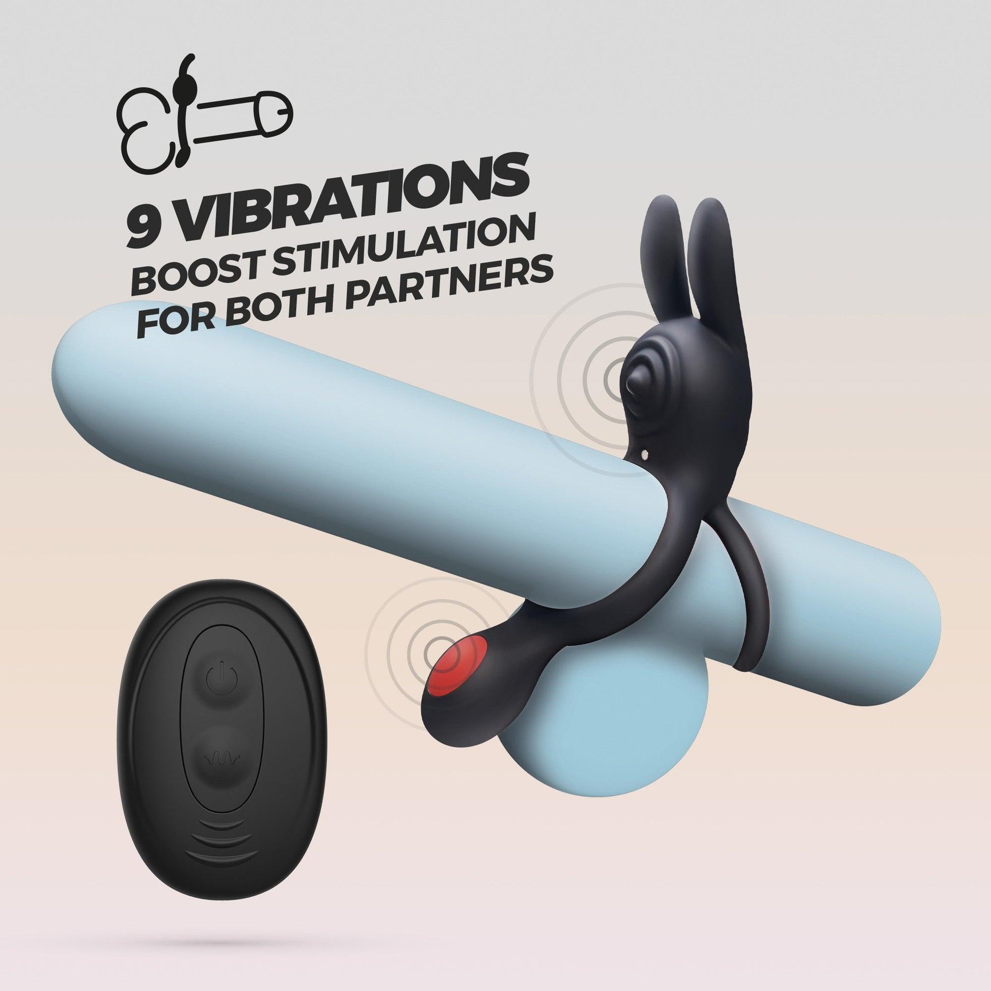 Inel Vibrator Dublu cu Telecomanda, Stimulare Intensa pentru Ambii Parteneri, Crushious Dingo, Negru - Amoroso