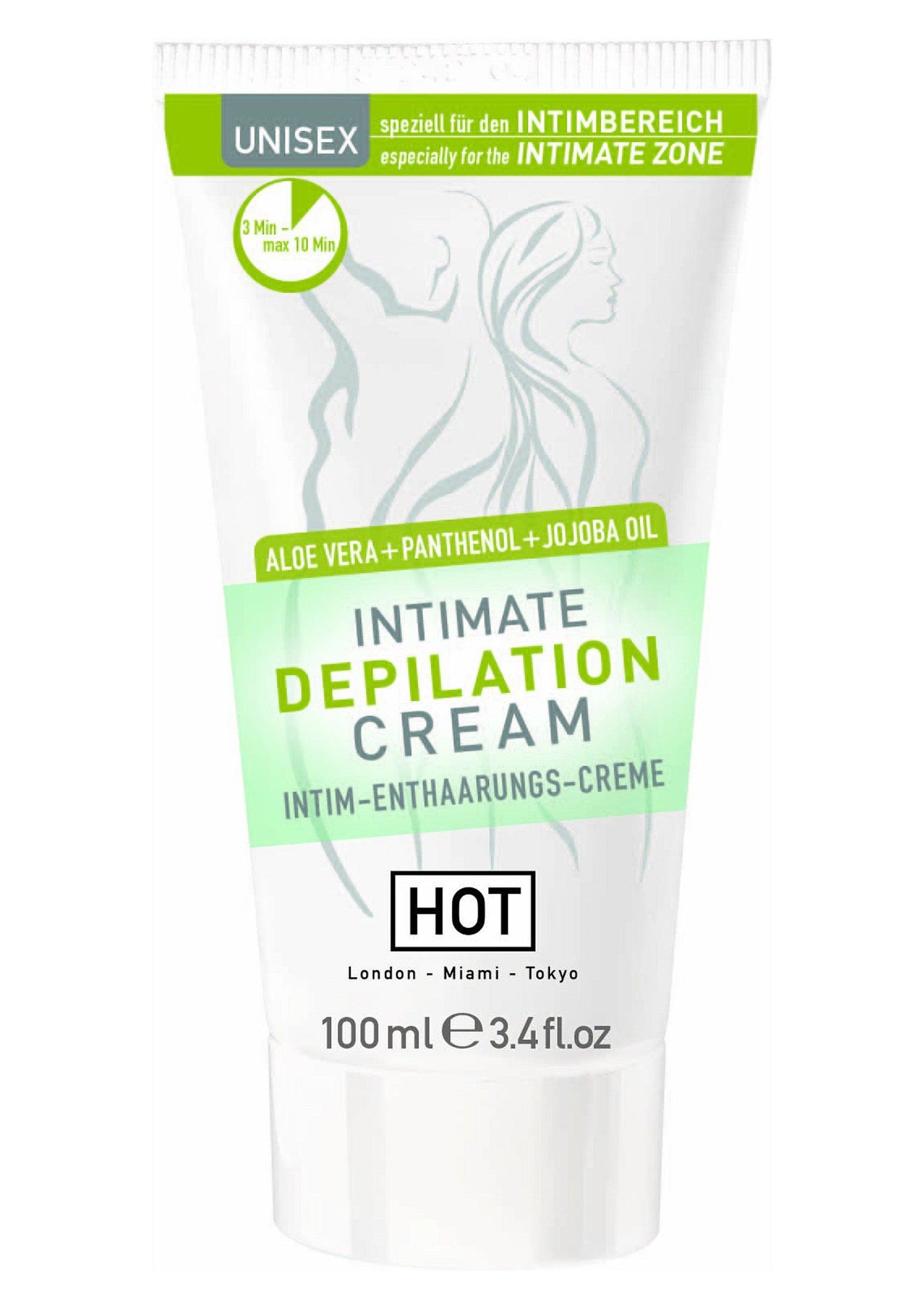 Crema Depilatoare Intima HOT cu Aloe Vera, Panthenol si Ulei de Jojoba, Depilare Delicata, 100ml - Amoroso