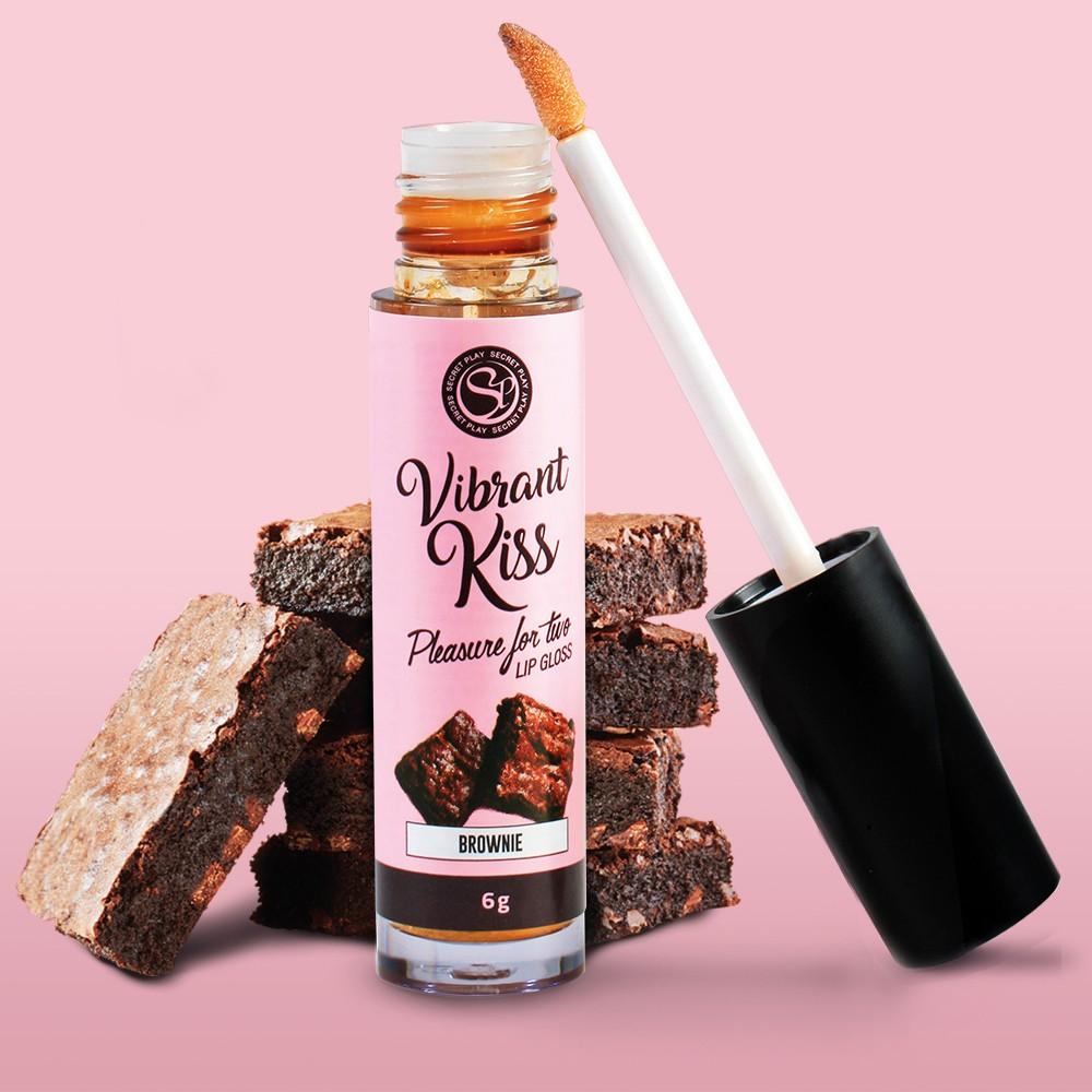 Luciu de Buze Afrodisiac, Aroma Delicioasa si Efect Hidratant, Vibrant Kiss Brownie, Secret Play, 6gr - Amoroso