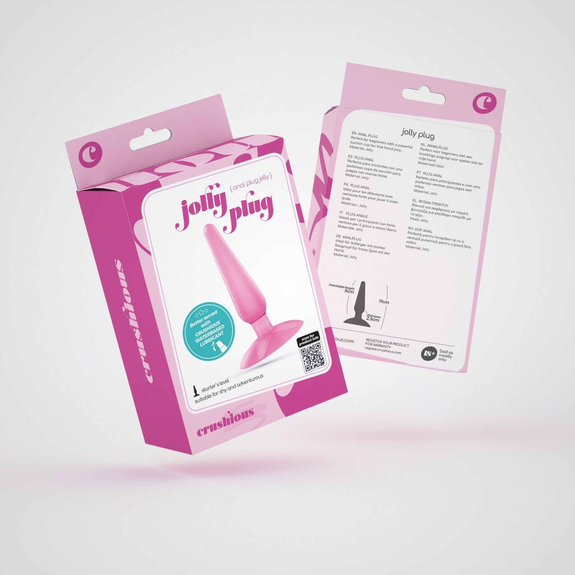 Jucarie Anala pentru Incepatori, Material Jelly Moale. 11 cm, Butt Plug Crushious Jolly, Roz - Amoroso