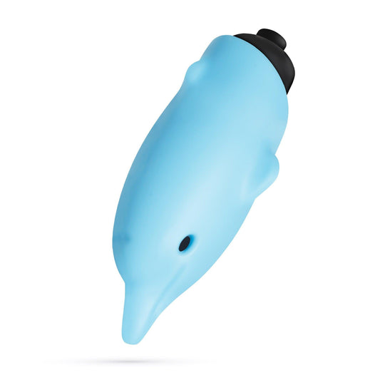 Vibrator Mini cu 10 Moduri de Vibratie, Design Compact si Adorabil, Crushious Dolphin, Albastru - Amoroso