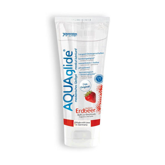 Lubrifiant Pe Baza de Apa cu Aroma de Capsuni, Testat Dermatologic, AQUAglide Strawberry, 100ml - Amoroso